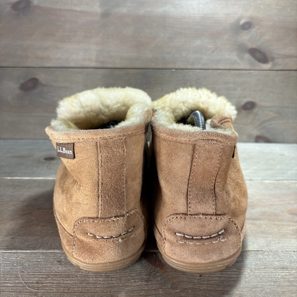 ll bean wicked good mens size 9 shoes brown suede shearling boot moc slippers